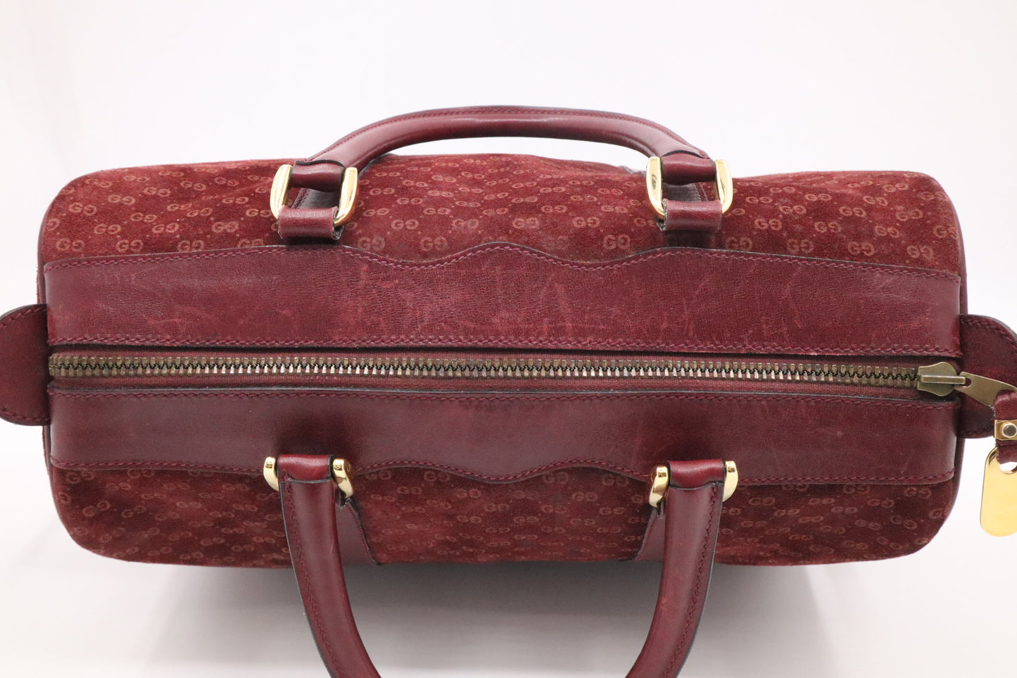 Gucci Boston Bag in Burgundy GG Suede