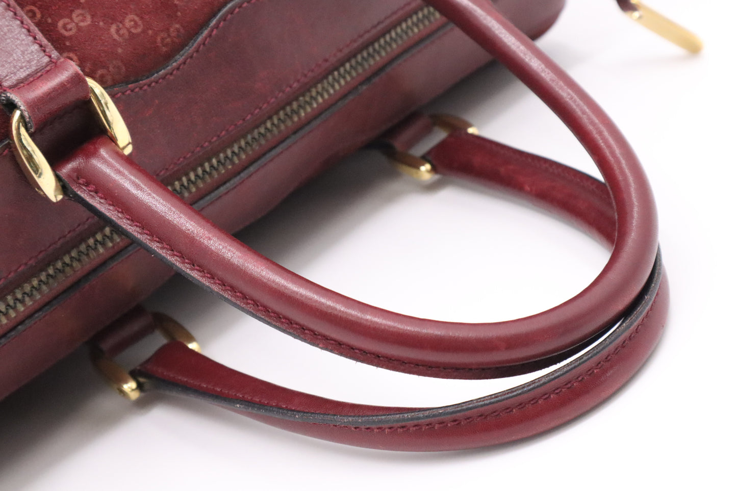 Gucci Boston Bag in Burgundy GG Suede