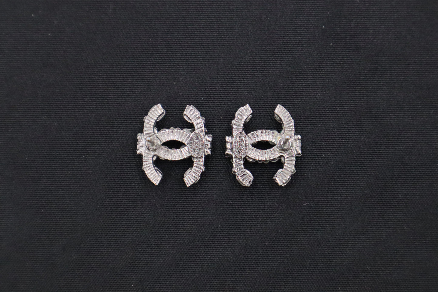 Chanel Stud Earrings with Black & Purple Stones