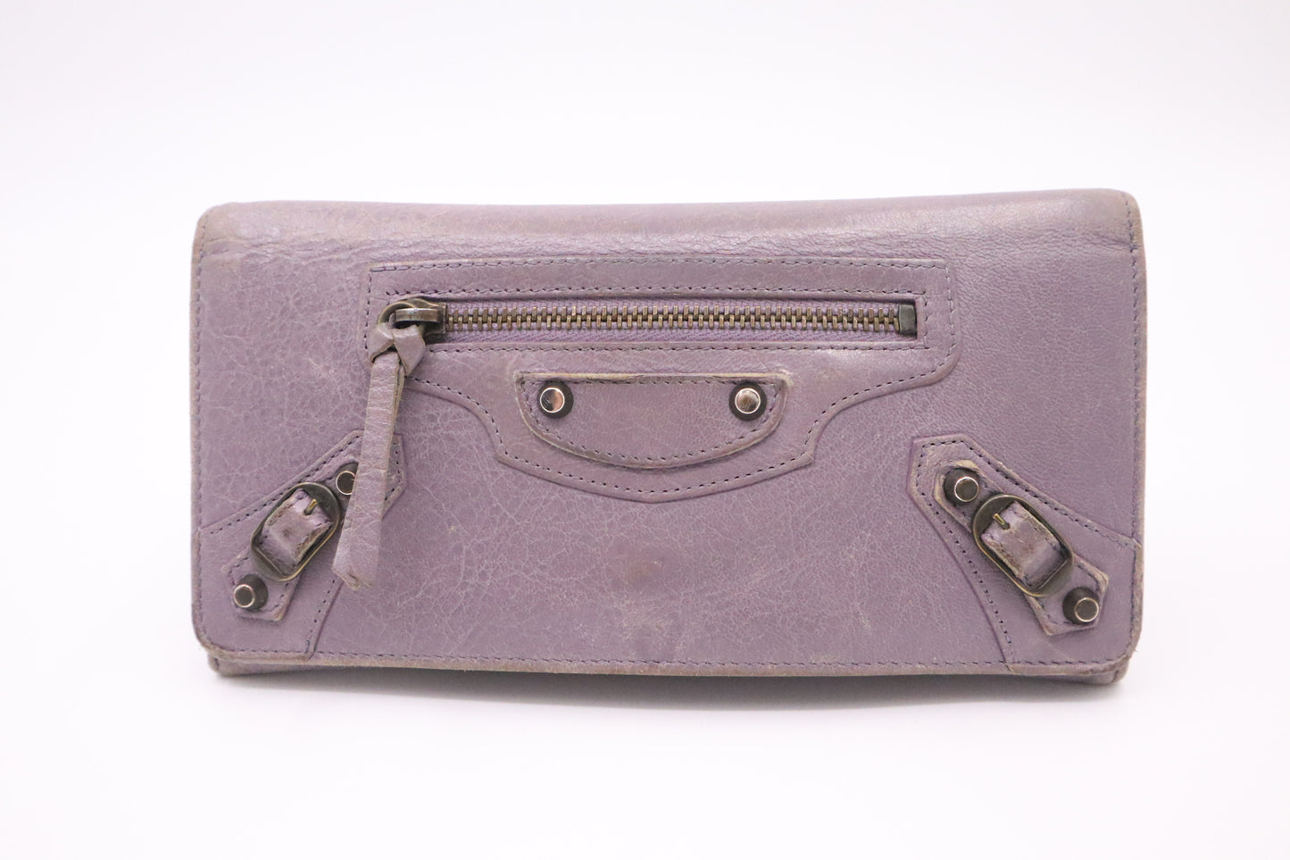 Balenciaga Le Cagole Zip Around Wallet in Purple Leather