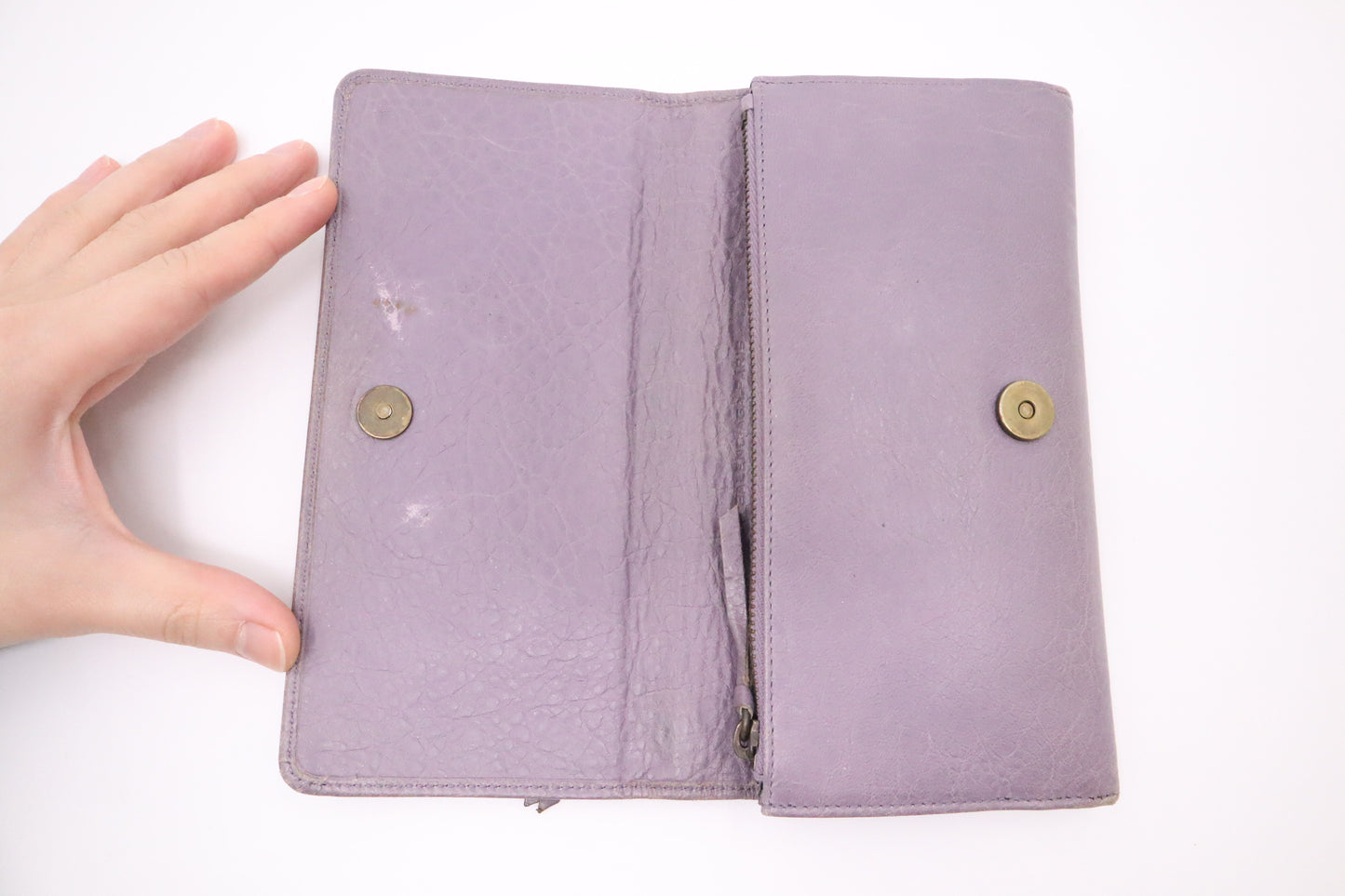Balenciaga Le Cagole Zip Around Wallet in Purple Leather