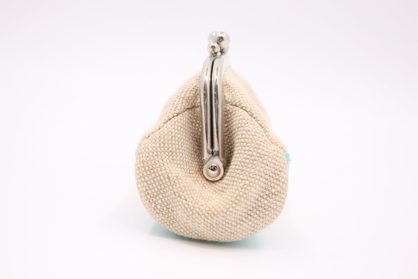 Tiffany Coin Case in Cream Canvas and Blue Leather