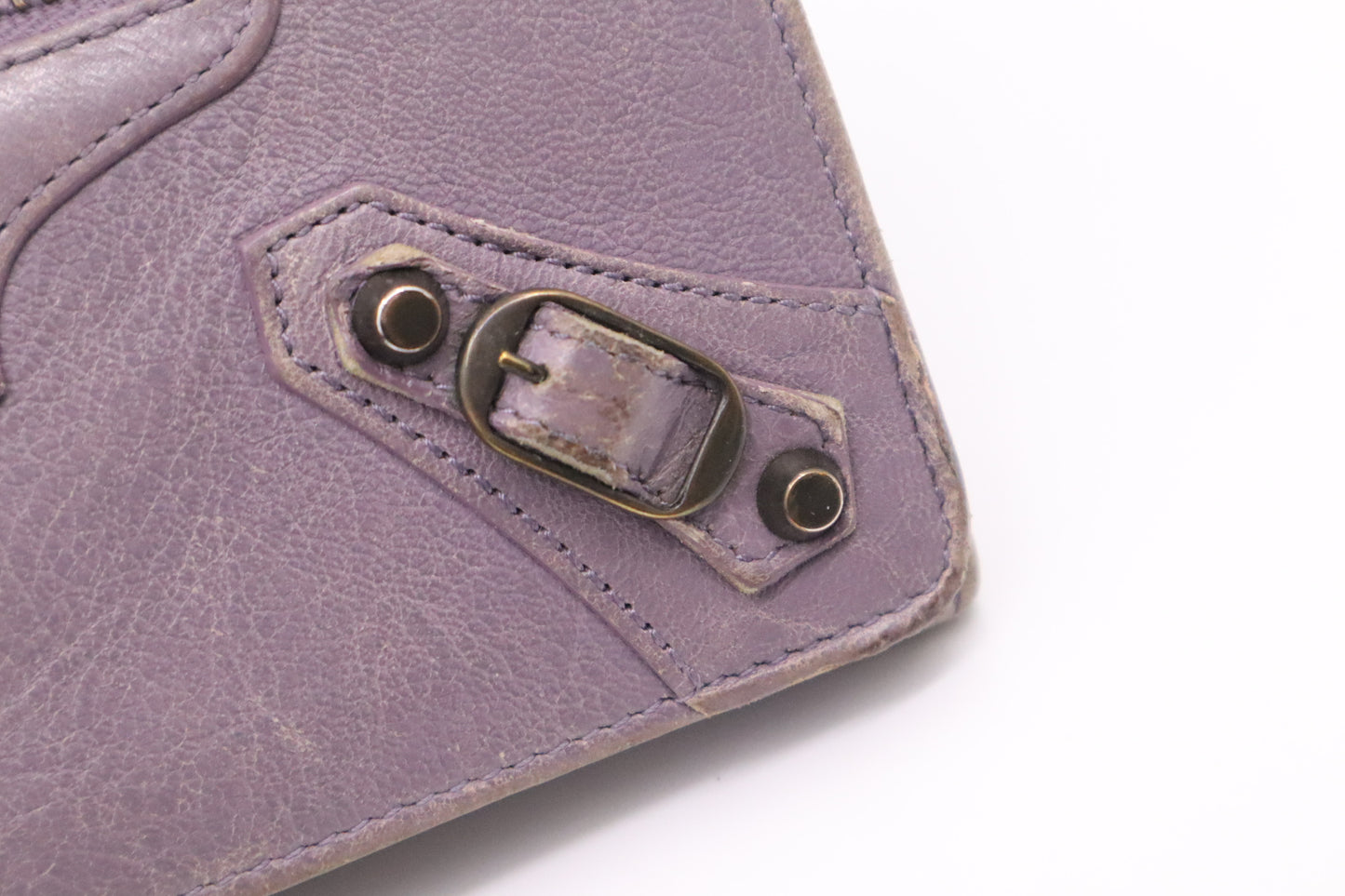 Balenciaga Le Cagole Zip Around Wallet in Purple Leather
