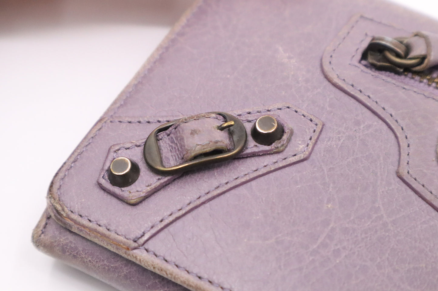 Balenciaga Le Cagole Zip Around Wallet in Purple Leather