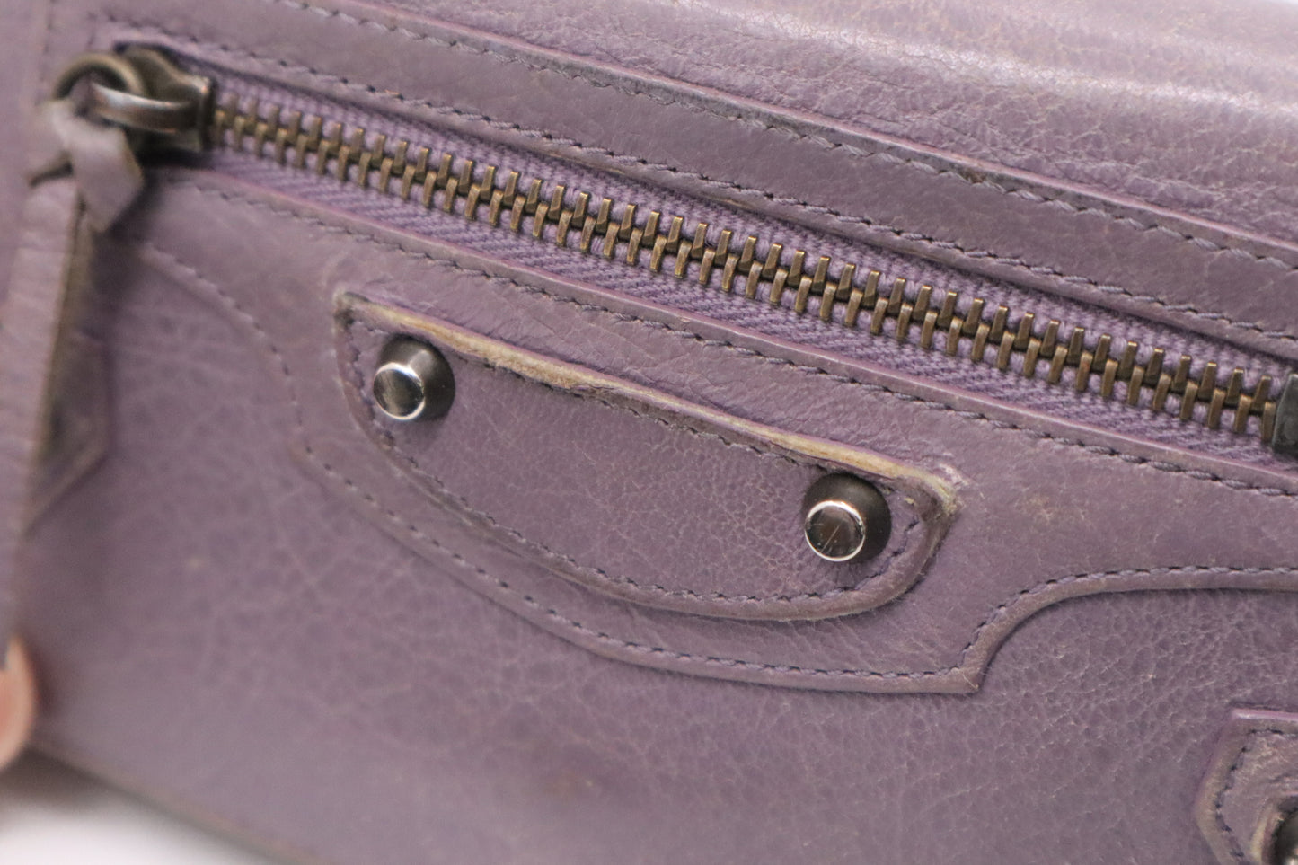 Balenciaga Le Cagole Zip Around Wallet in Purple Leather