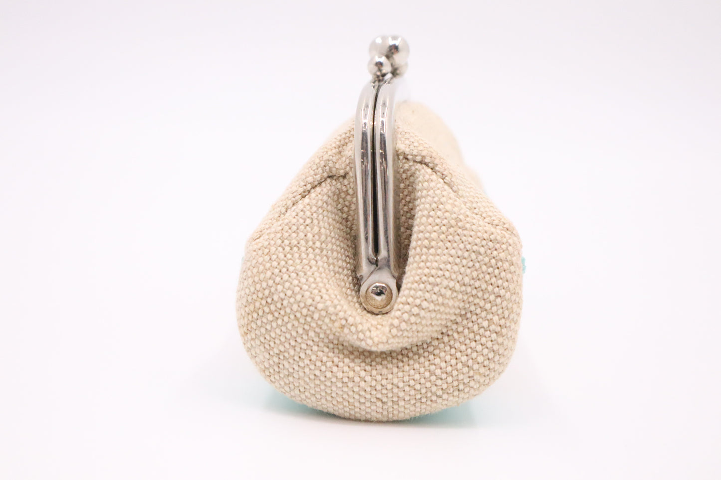Tiffany Coin Case in Cream Canvas and Blue Leather