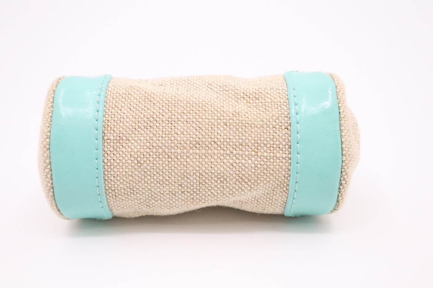 Tiffany Coin Case in Cream Canvas and Blue Leather