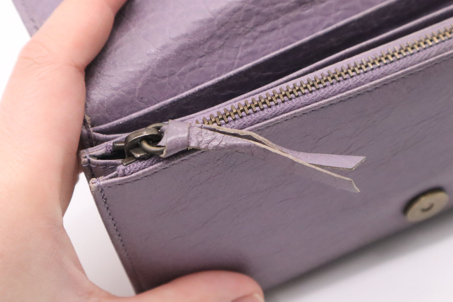 Balenciaga Le Cagole Zip Around Wallet in Purple Leather