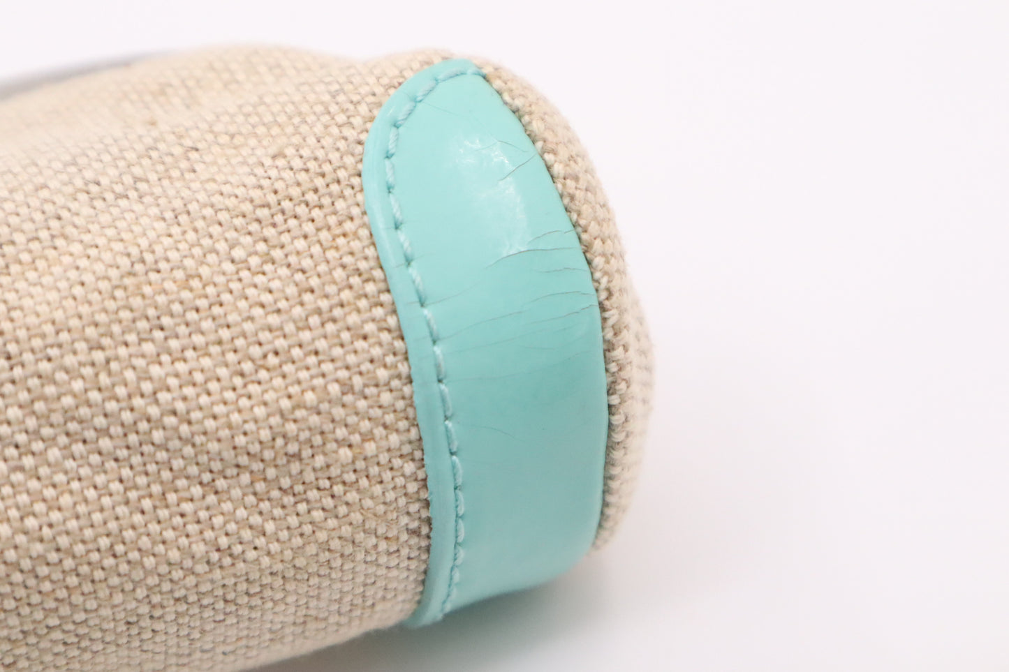 Tiffany Coin Case in Cream Canvas and Blue Leather