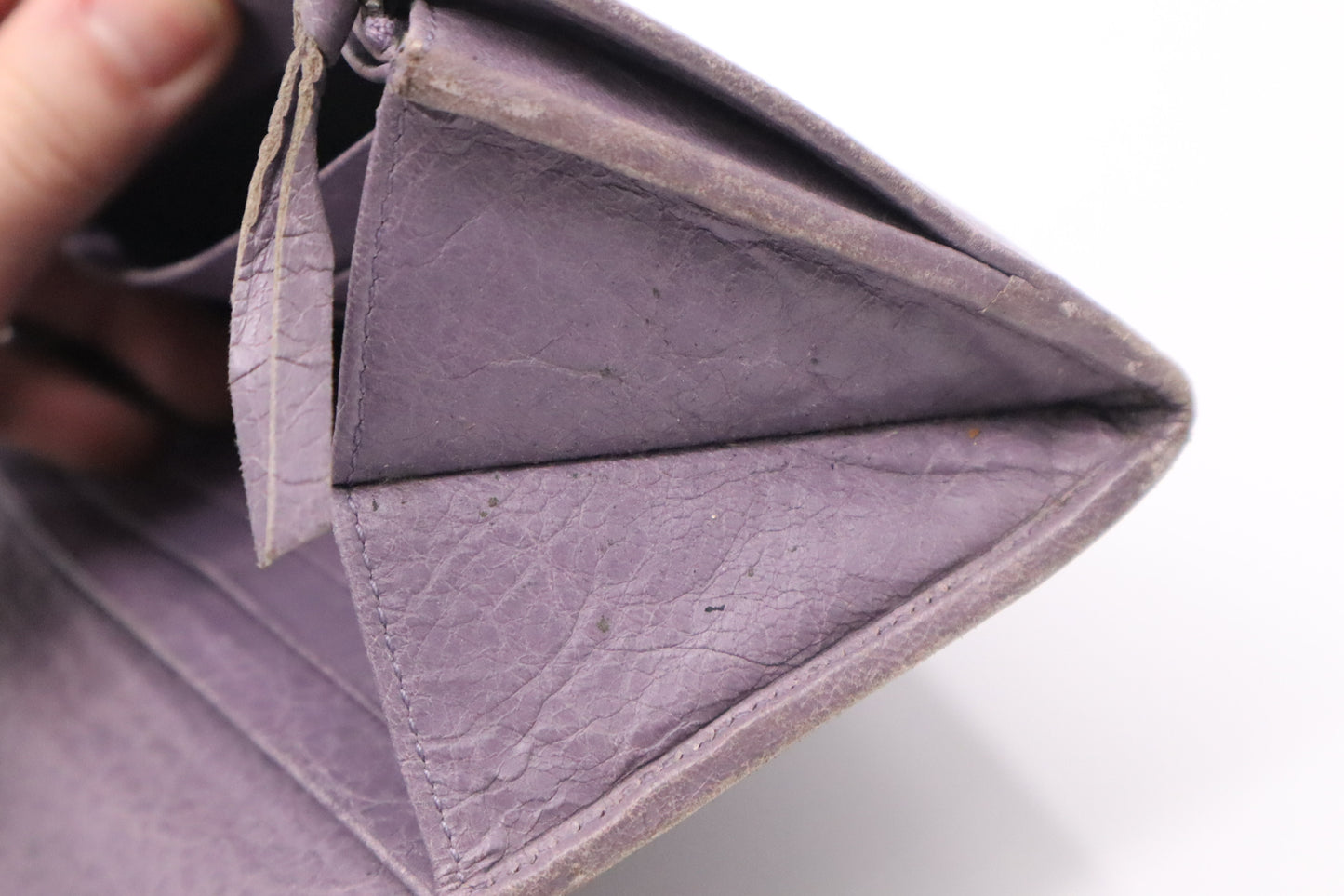 Balenciaga Le Cagole Zip Around Wallet in Purple Leather