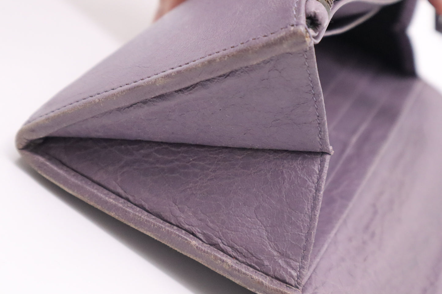 Balenciaga Le Cagole Zip Around Wallet in Purple Leather