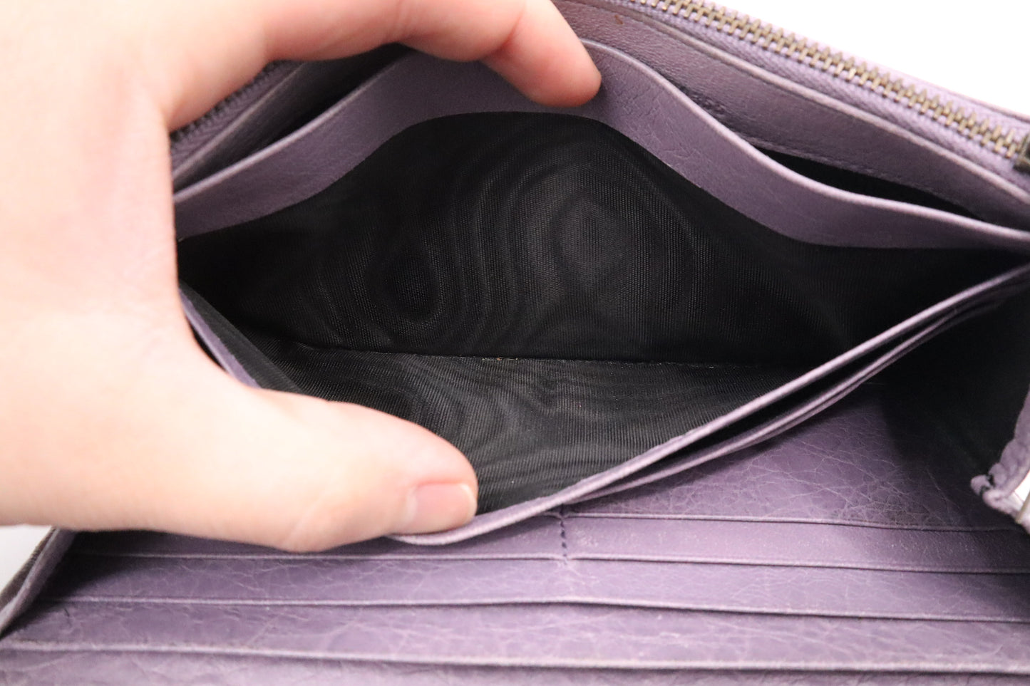 Balenciaga Le Cagole Zip Around Wallet in Purple Leather