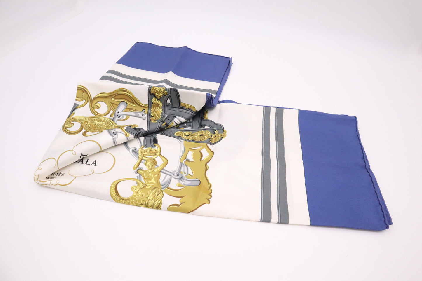 Hermes "Brides de Gala" Carre 90 in Blue Silk