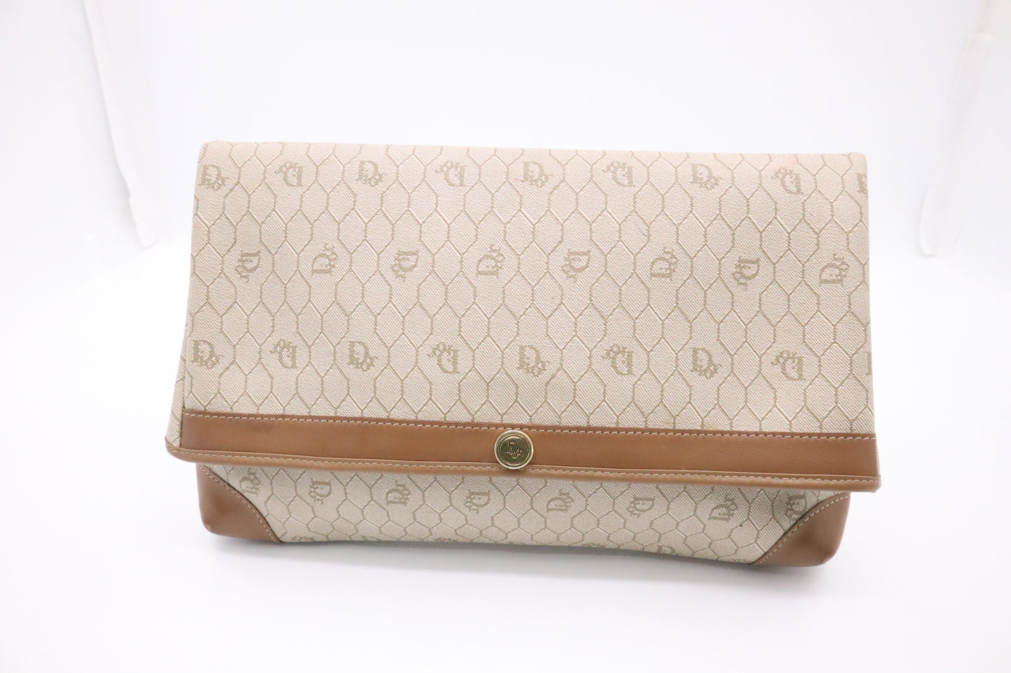 Dior Clutch in Beige Hive Coated Canvas