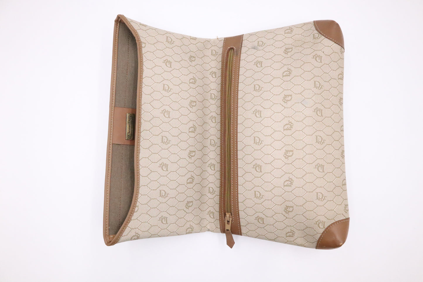 Dior Clutch in Beige Hive Coated Canvas