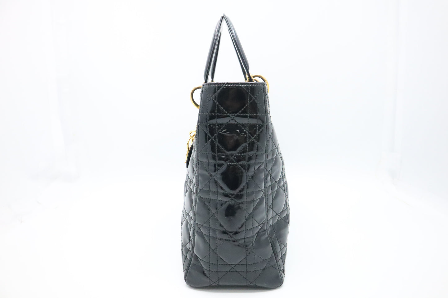 Dior Medium Lady Dior in Black Cannage Patent Leather