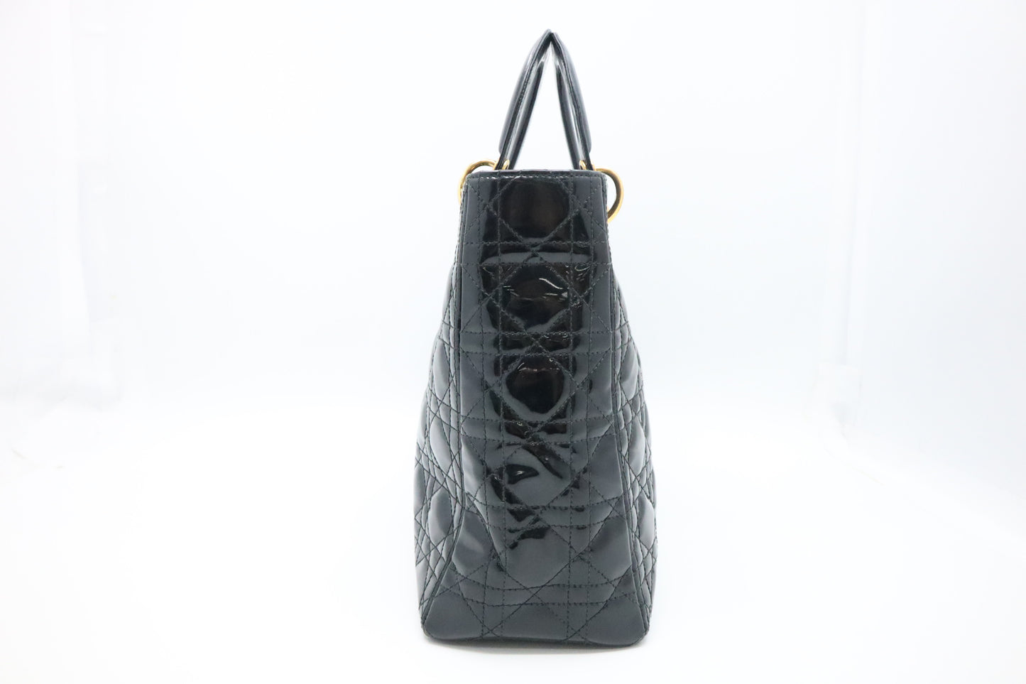 Dior Medium Lady Dior in Black Cannage Patent Leather