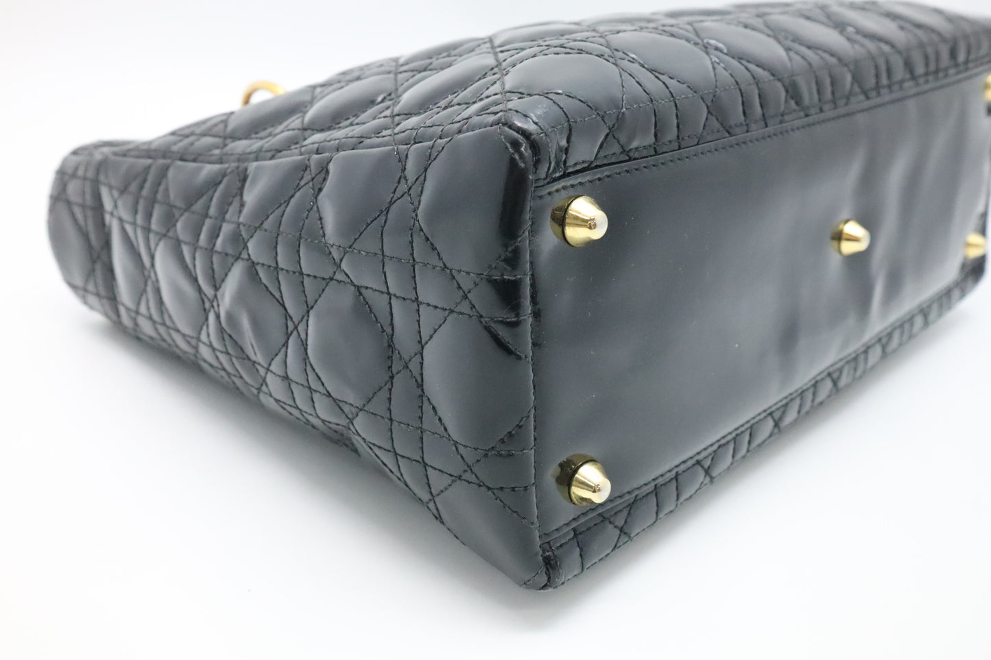 Dior Medium Lady Dior in Black Cannage Patent Leather