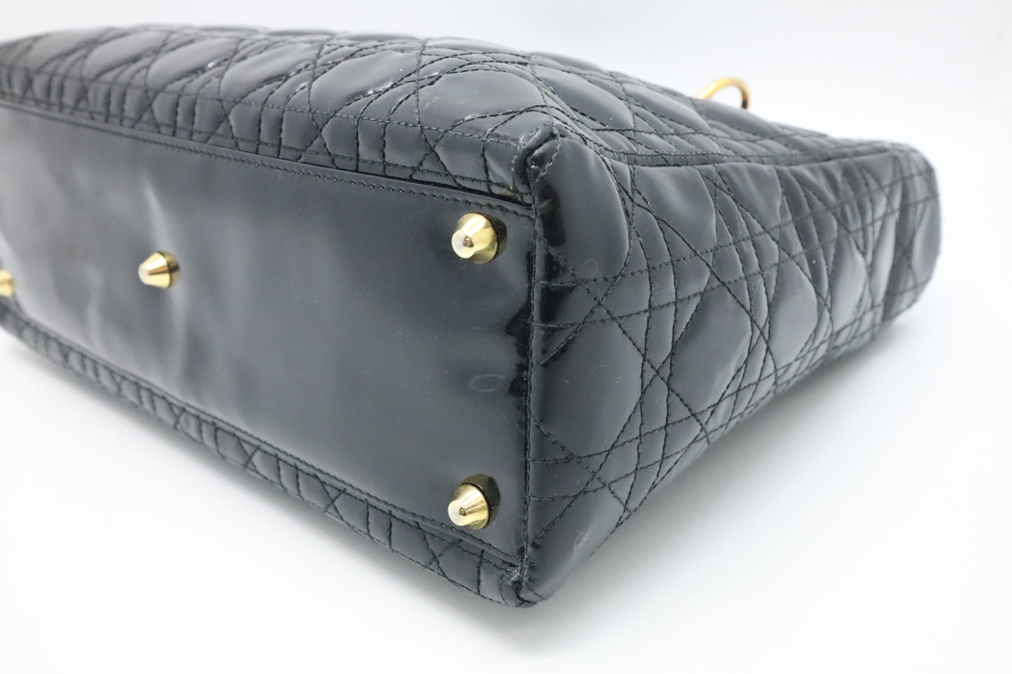 Dior Medium Lady Dior in Black Cannage Patent Leather