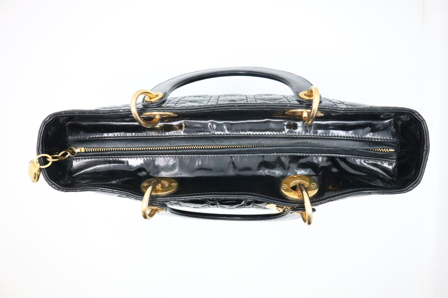 Dior Medium Lady Dior in Black Cannage Patent Leather