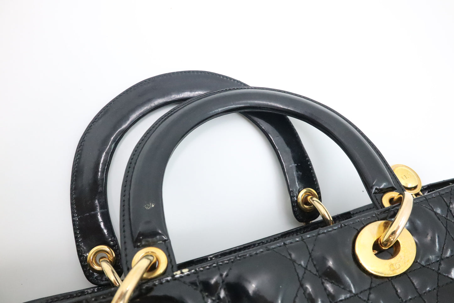 Dior Medium Lady Dior in Black Cannage Patent Leather