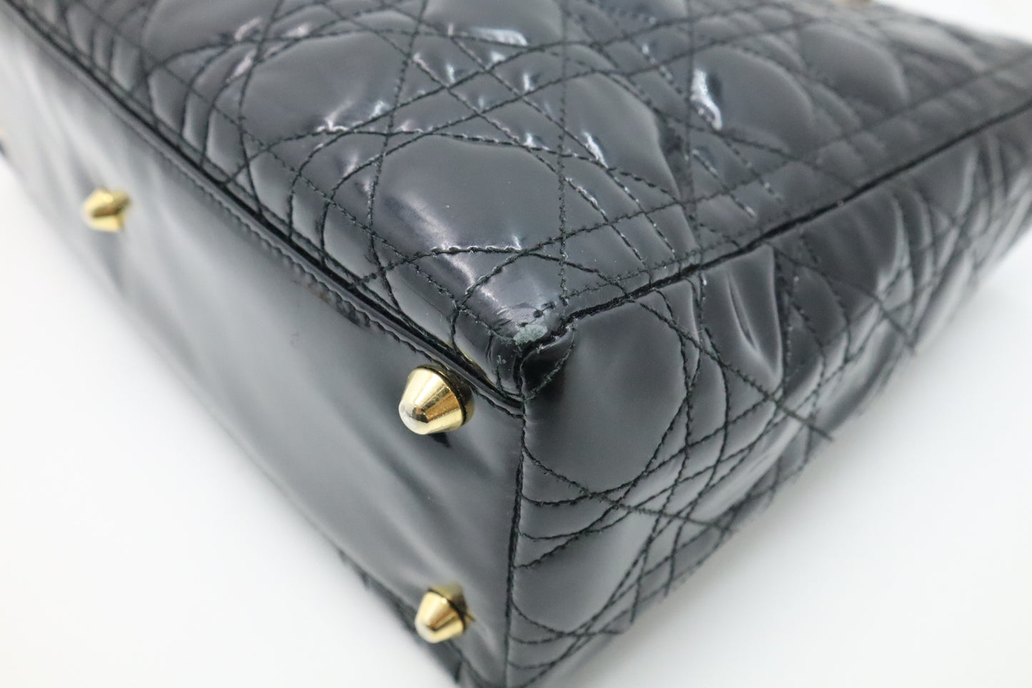 Dior Medium Lady Dior in Black Cannage Patent Leather