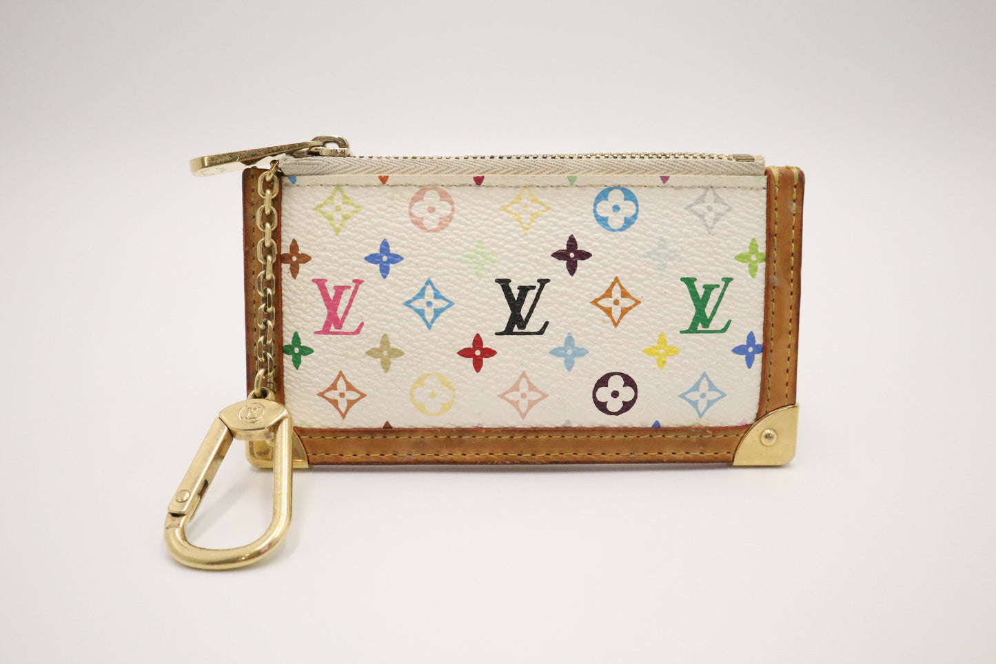 Louis Vuitton Pochette Cles in White Multicolor Monogram Canvas