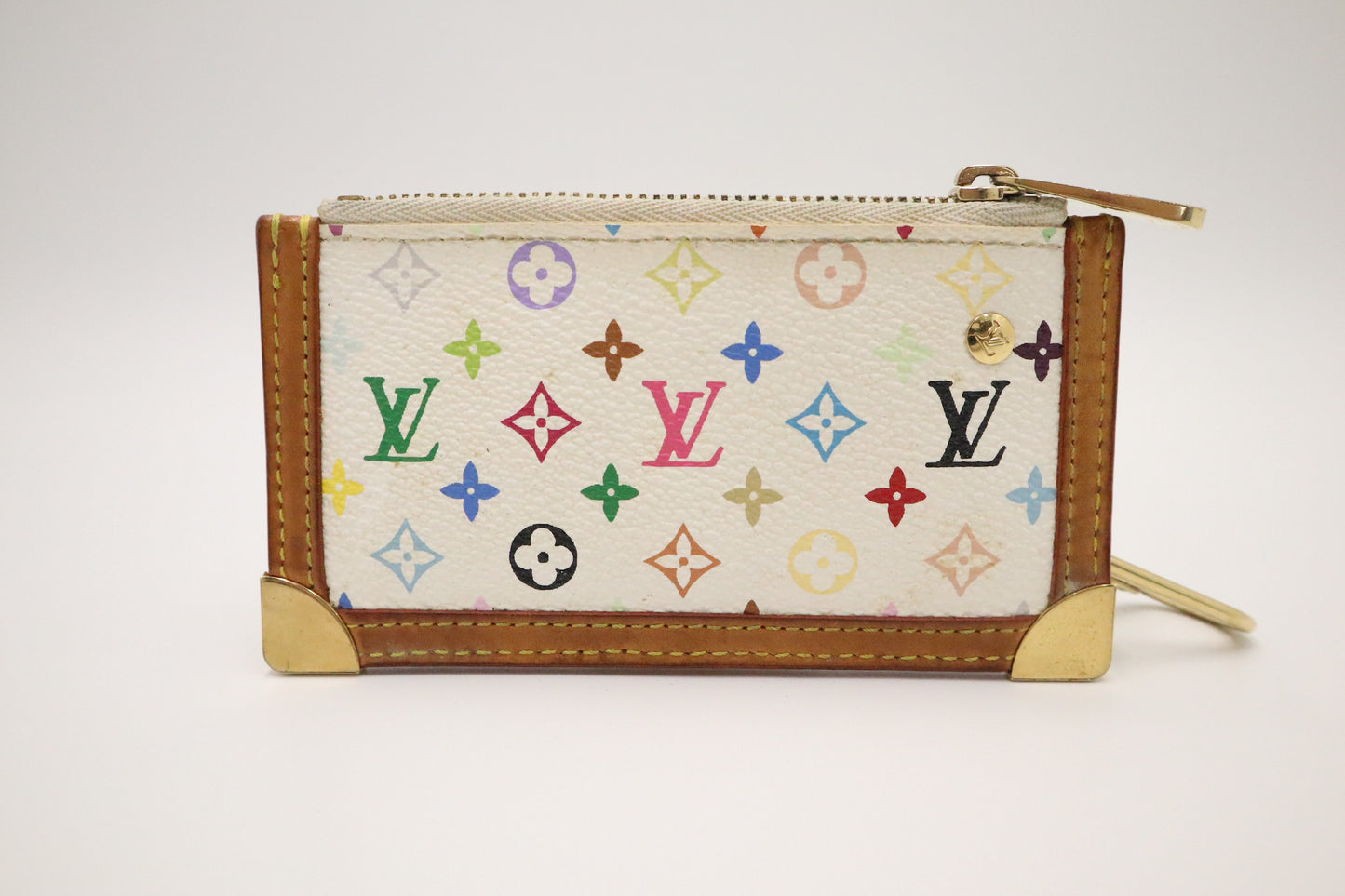 Louis Vuitton Pochette Cles in White Multicolor Monogram Canvas