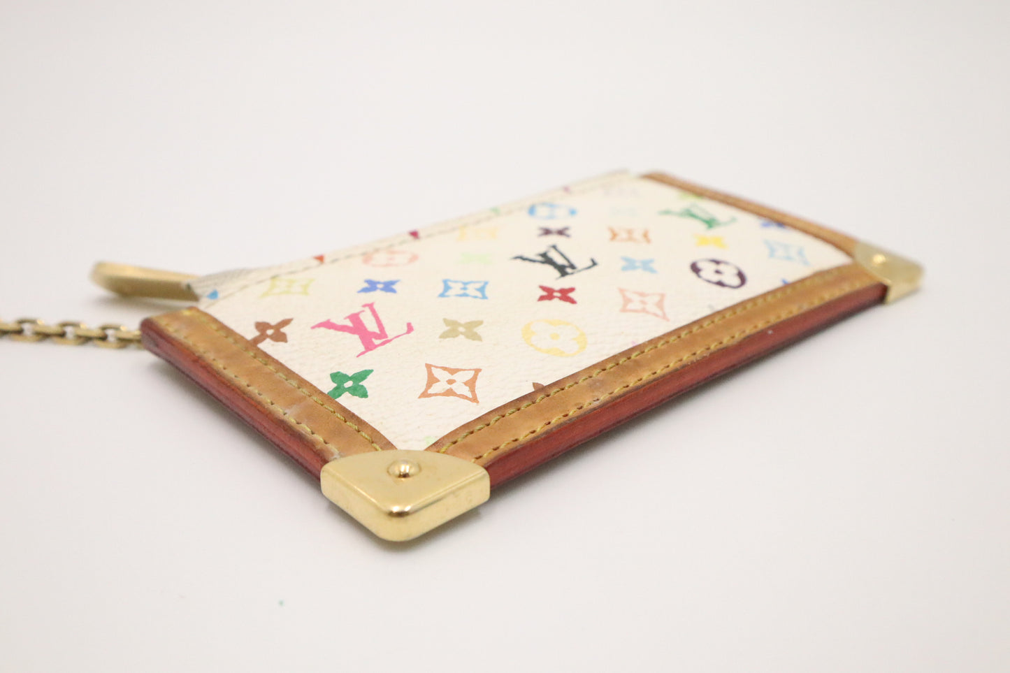 Louis Vuitton Pochette Cles in White Multicolor Monogram Canvas