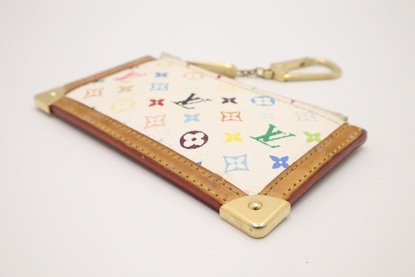 Louis Vuitton Pochette Cles in White Multicolor Monogram Canvas