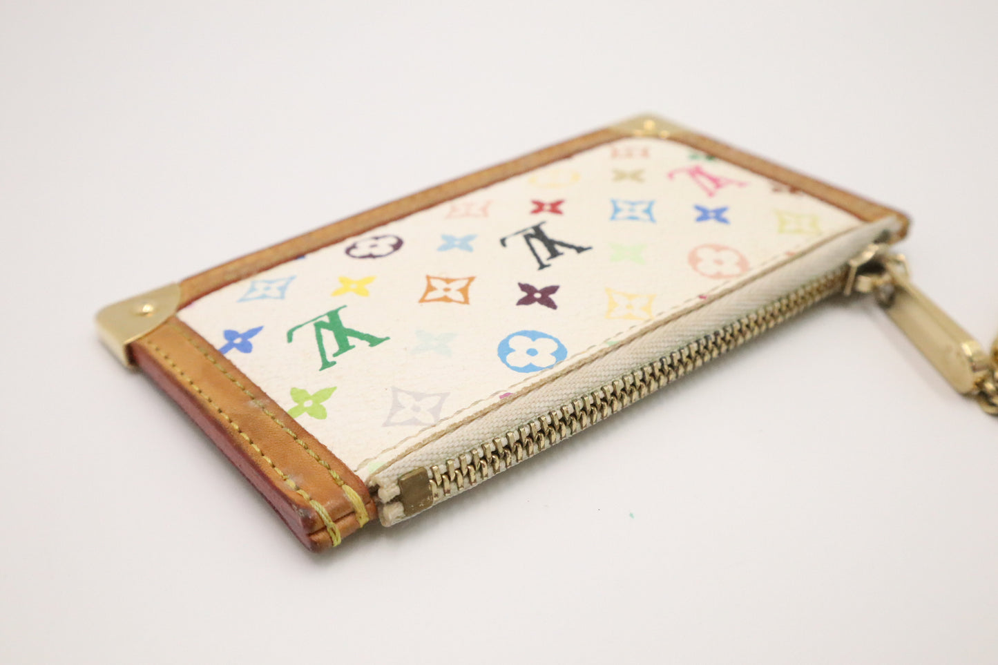 Louis Vuitton Pochette Cles in White Multicolor Monogram Canvas