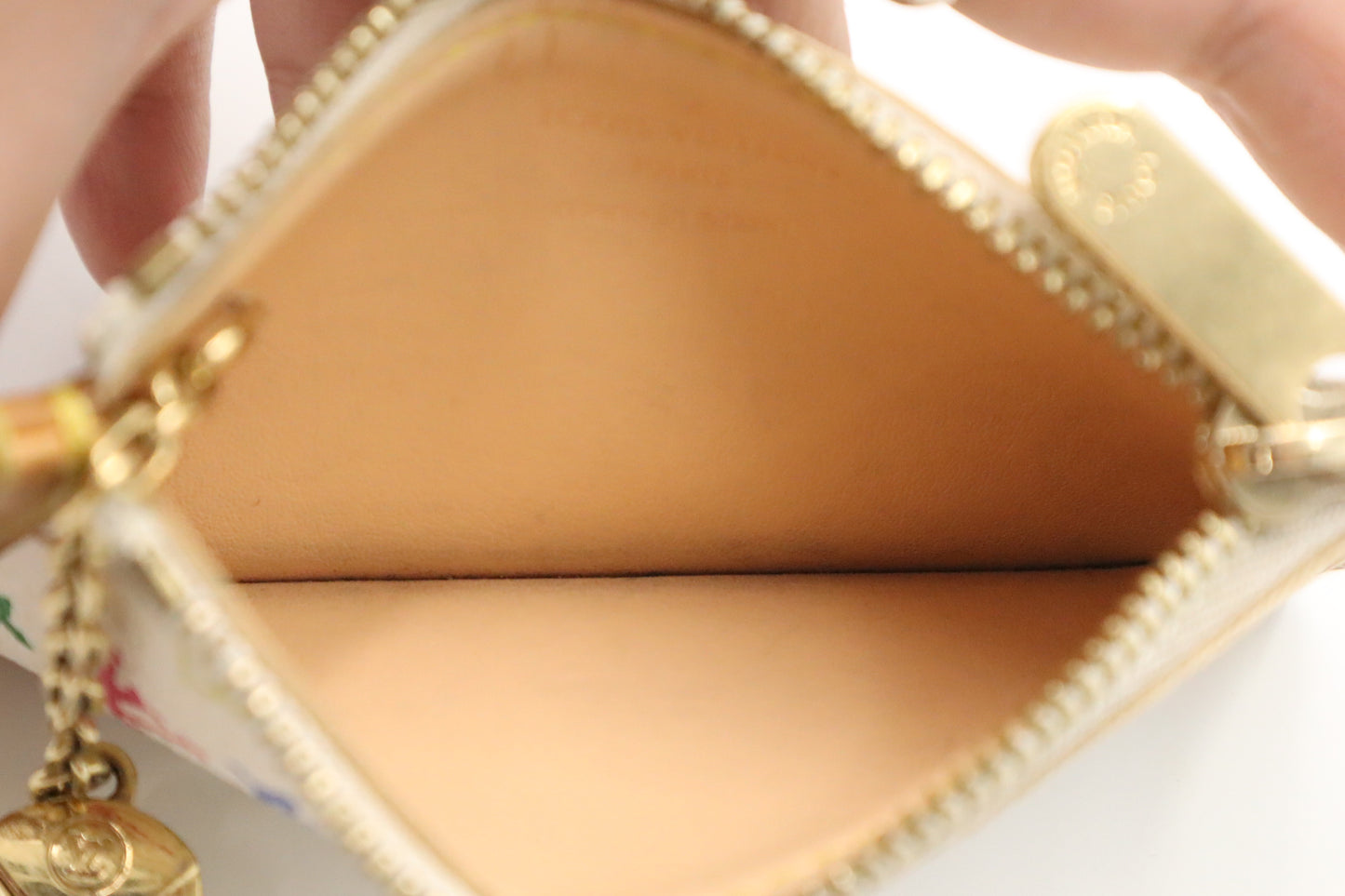 Louis Vuitton Pochette Cles in White Multicolor Monogram Canvas