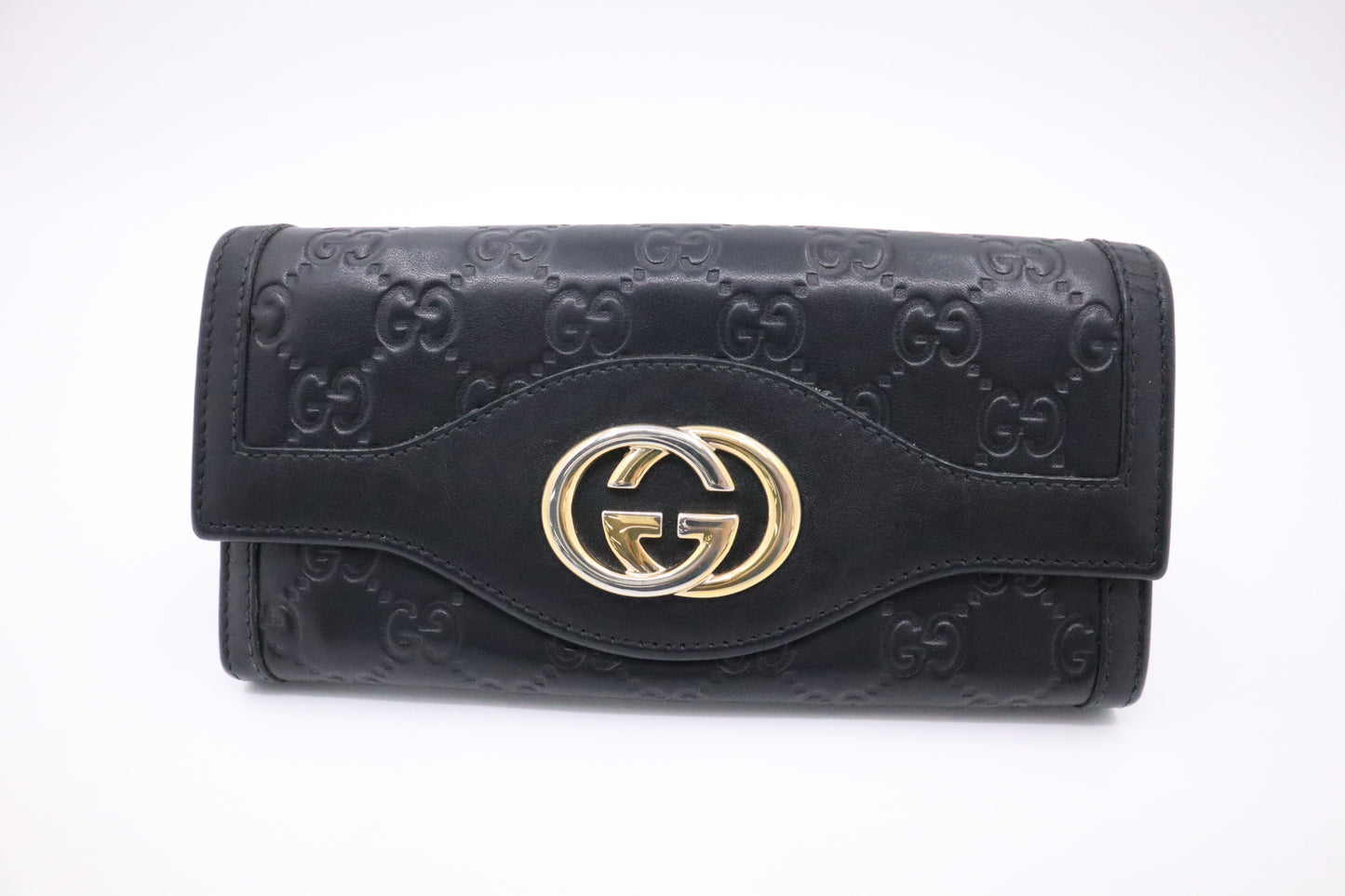 Gucci Continental Wallet in Black Guccissima Leather
