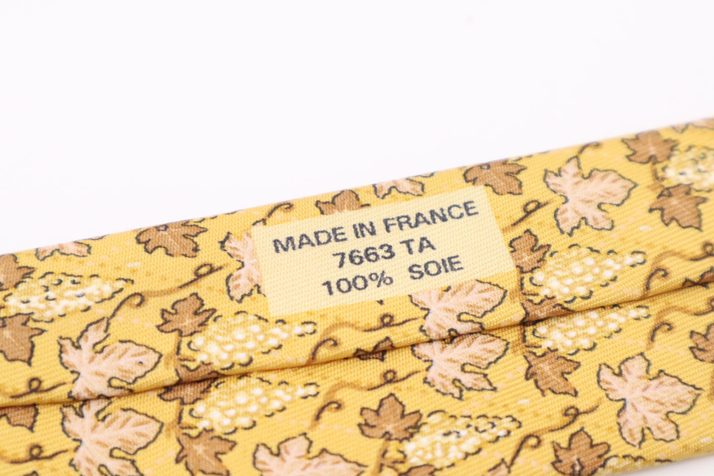 Hermes Tie in Yellow & Brown Silk