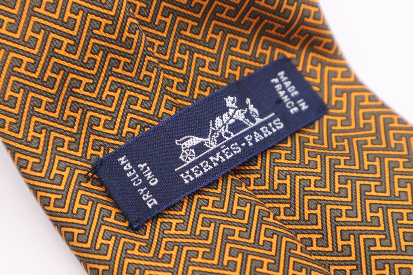 Hermès Tie in Orange and Grey-Blue Silk