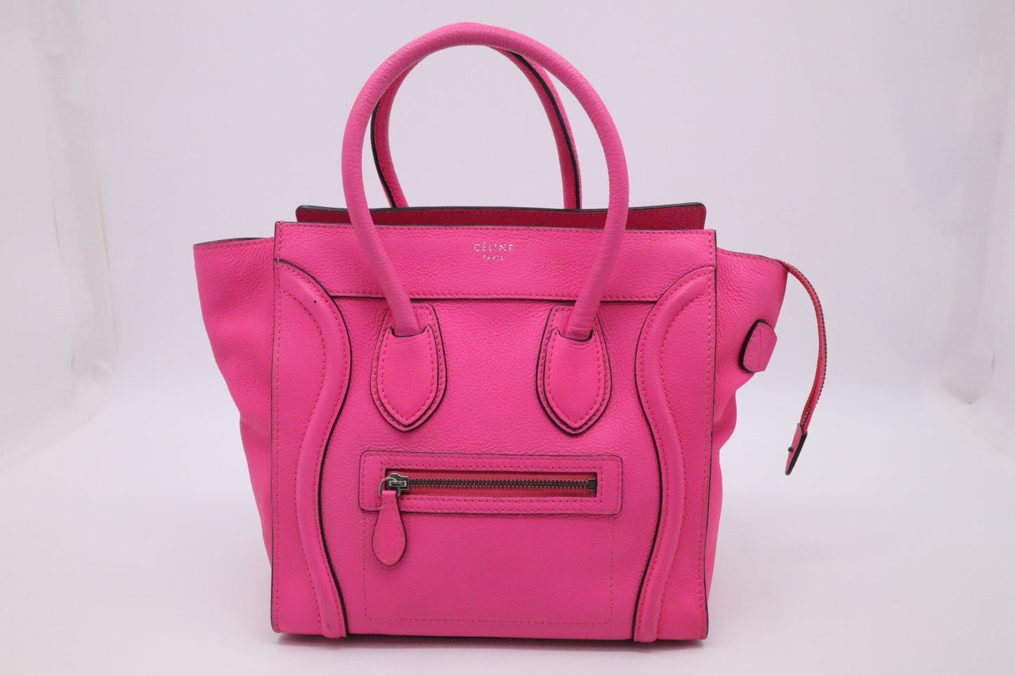 Celine Micro Luggage in Pink Drummed Leather