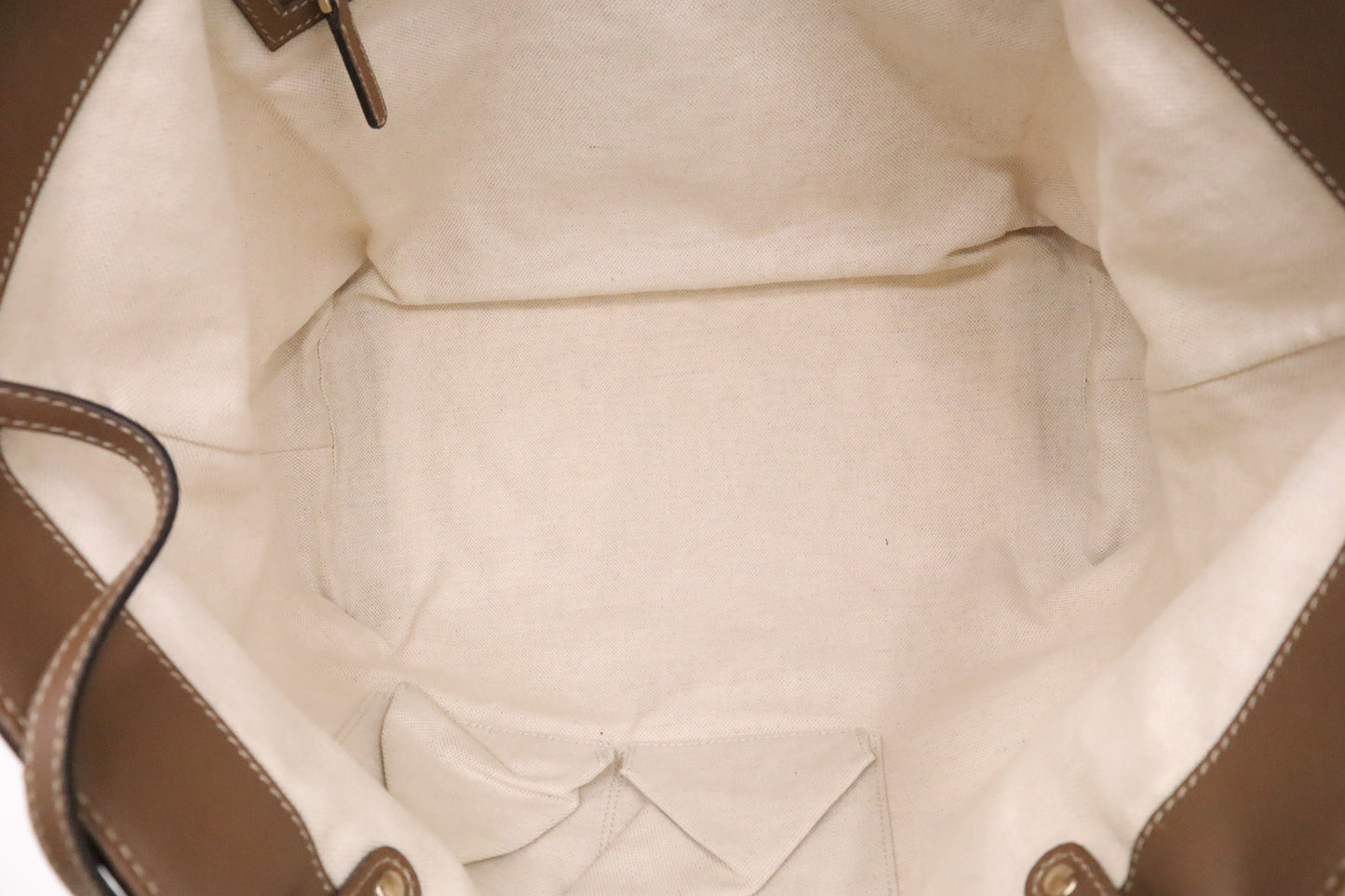 Gucci Tote in White Floral Canvas and Brown Leather