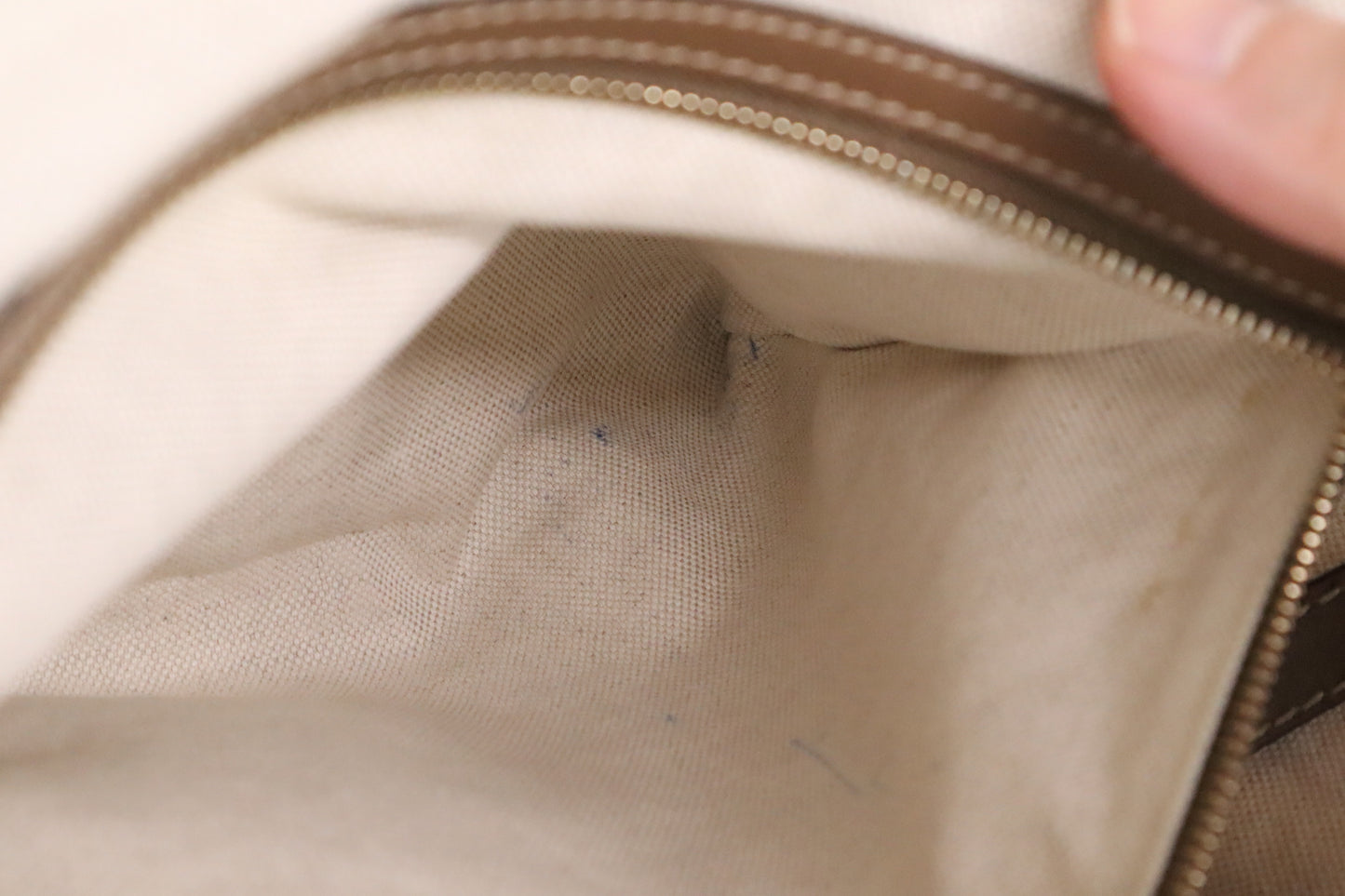 Gucci Tote in White Floral Canvas and Brown Leather