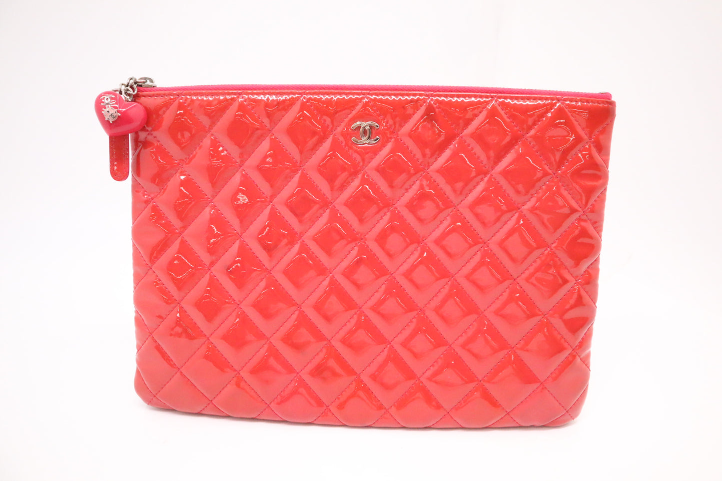 Chanel Small O Case in Orange-Pink Patent Leather