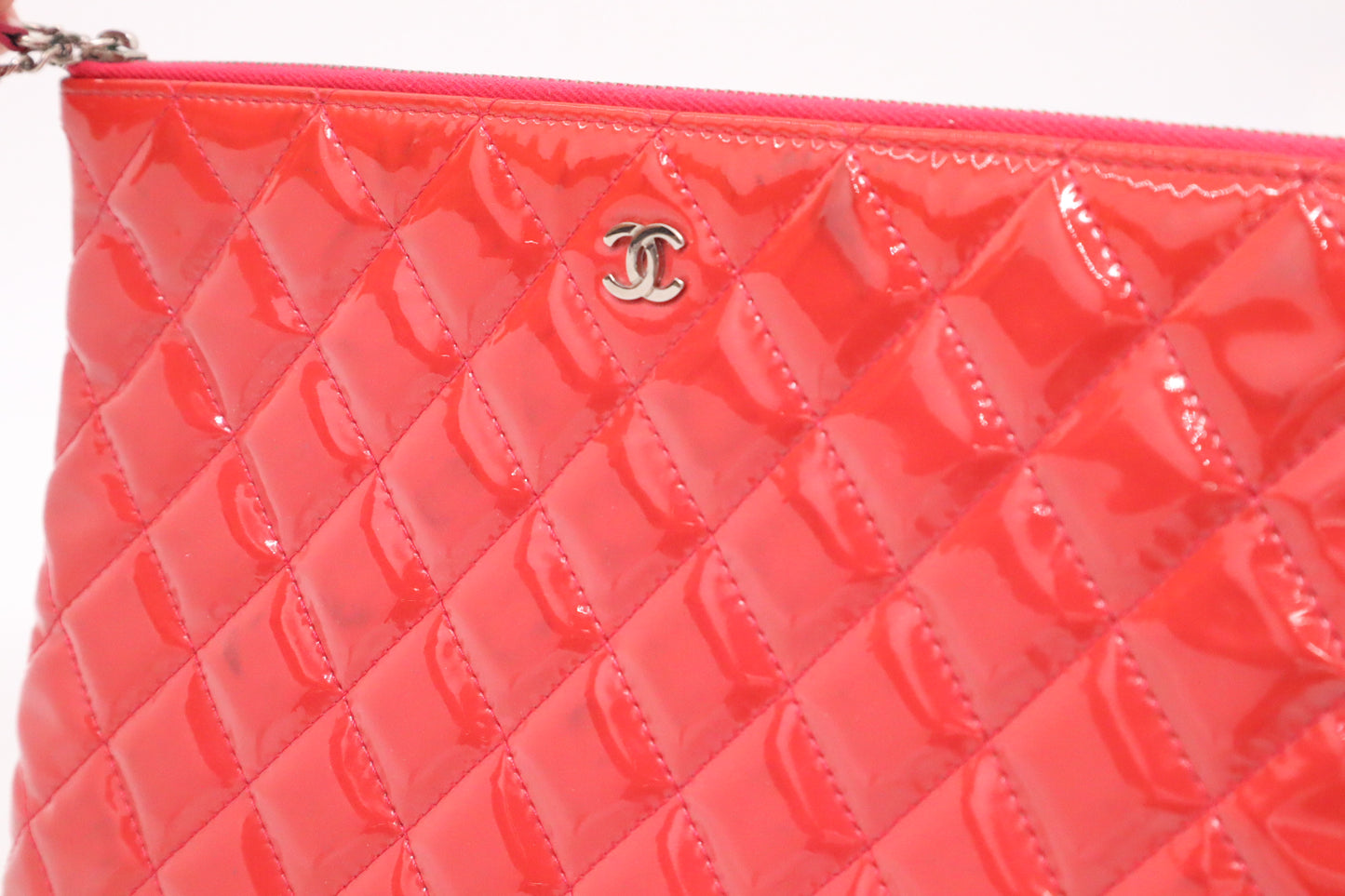 Chanel Small O Case in Orange-Pink Patent Leather