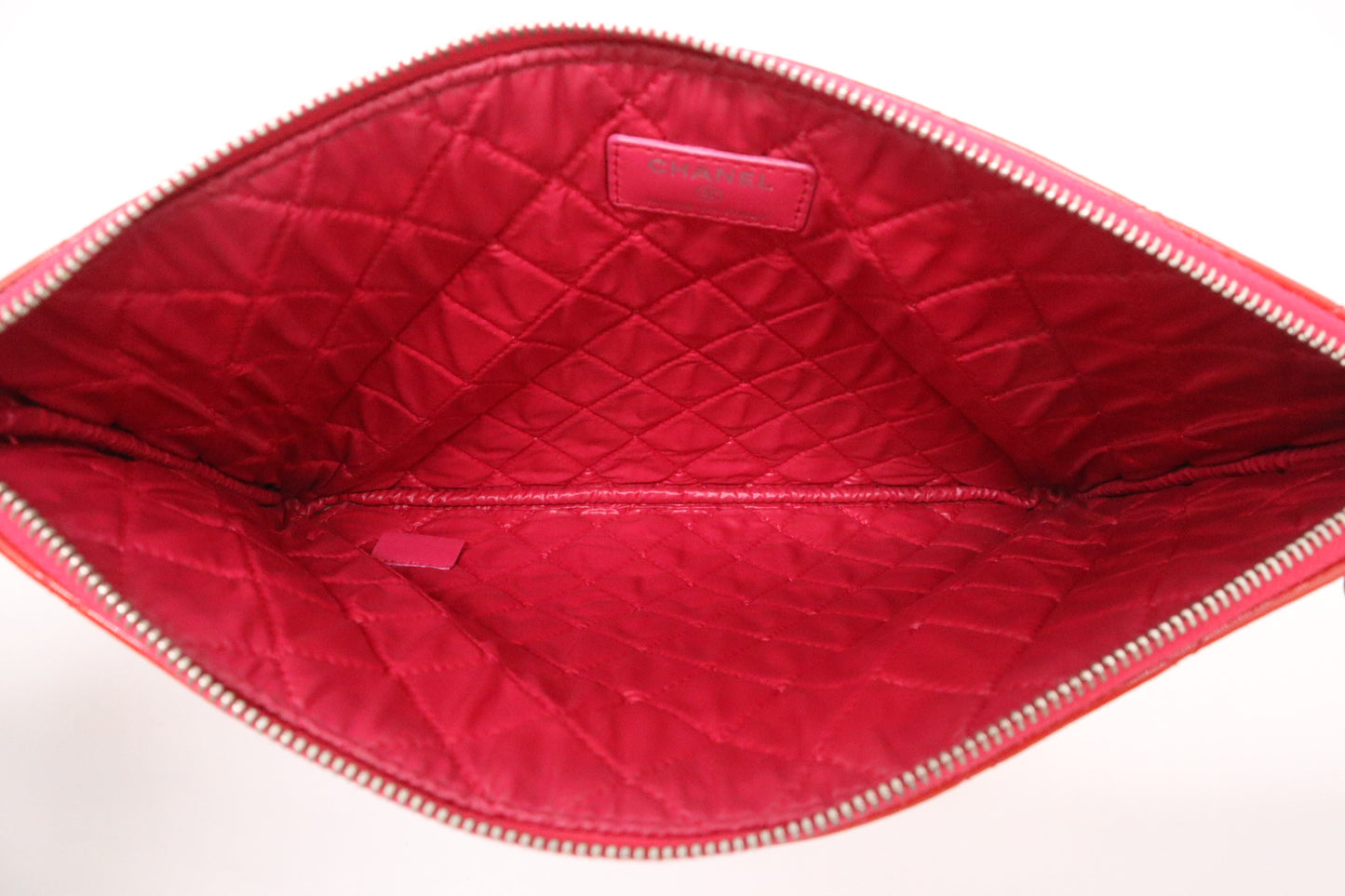 Chanel Small O Case in Orange-Pink Patent Leather
