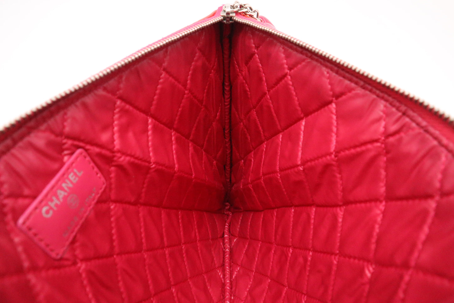 Chanel Small O Case in Orange-Pink Patent Leather
