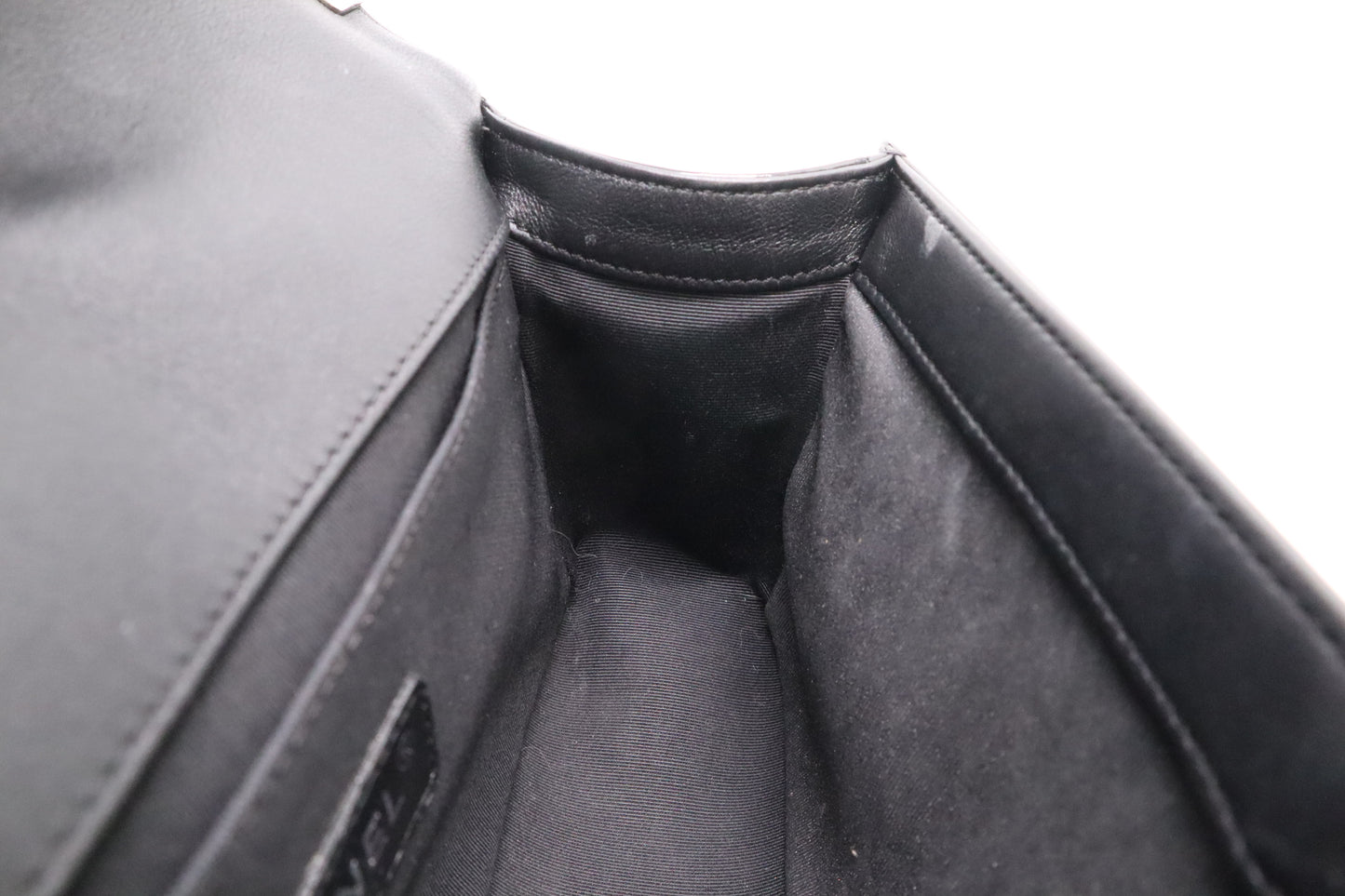 Chanel Old Medium Boy Bag in Black Patent Leather