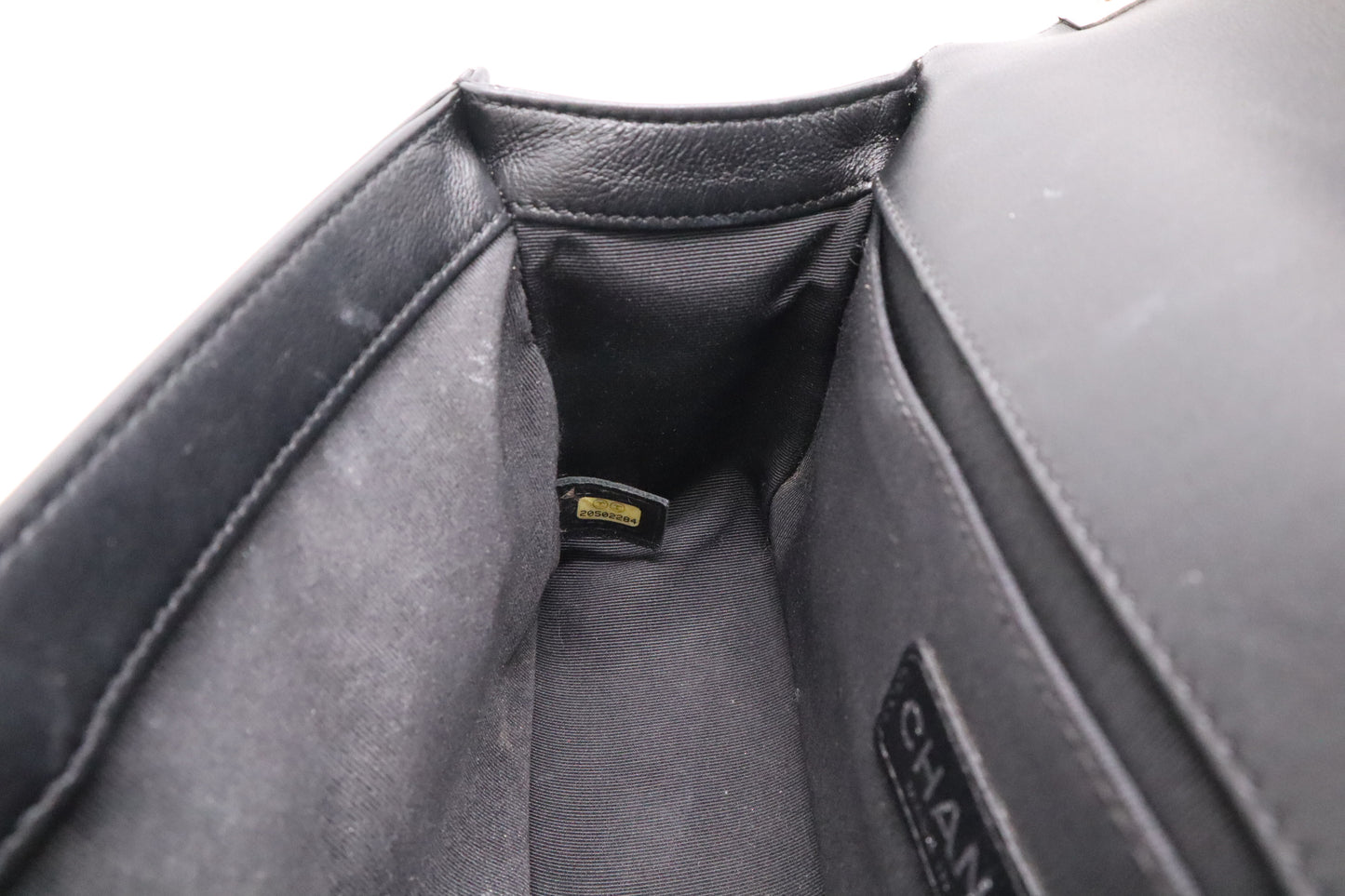 Chanel Old Medium Boy Bag in Black Patent Leather