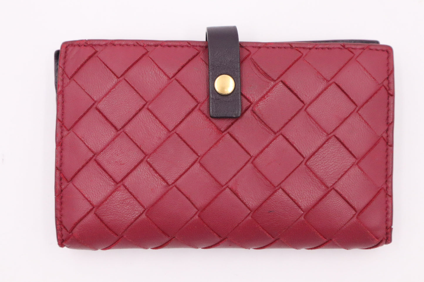 Bottega Veneta Wallet in Burgundy Intrecciato Leather