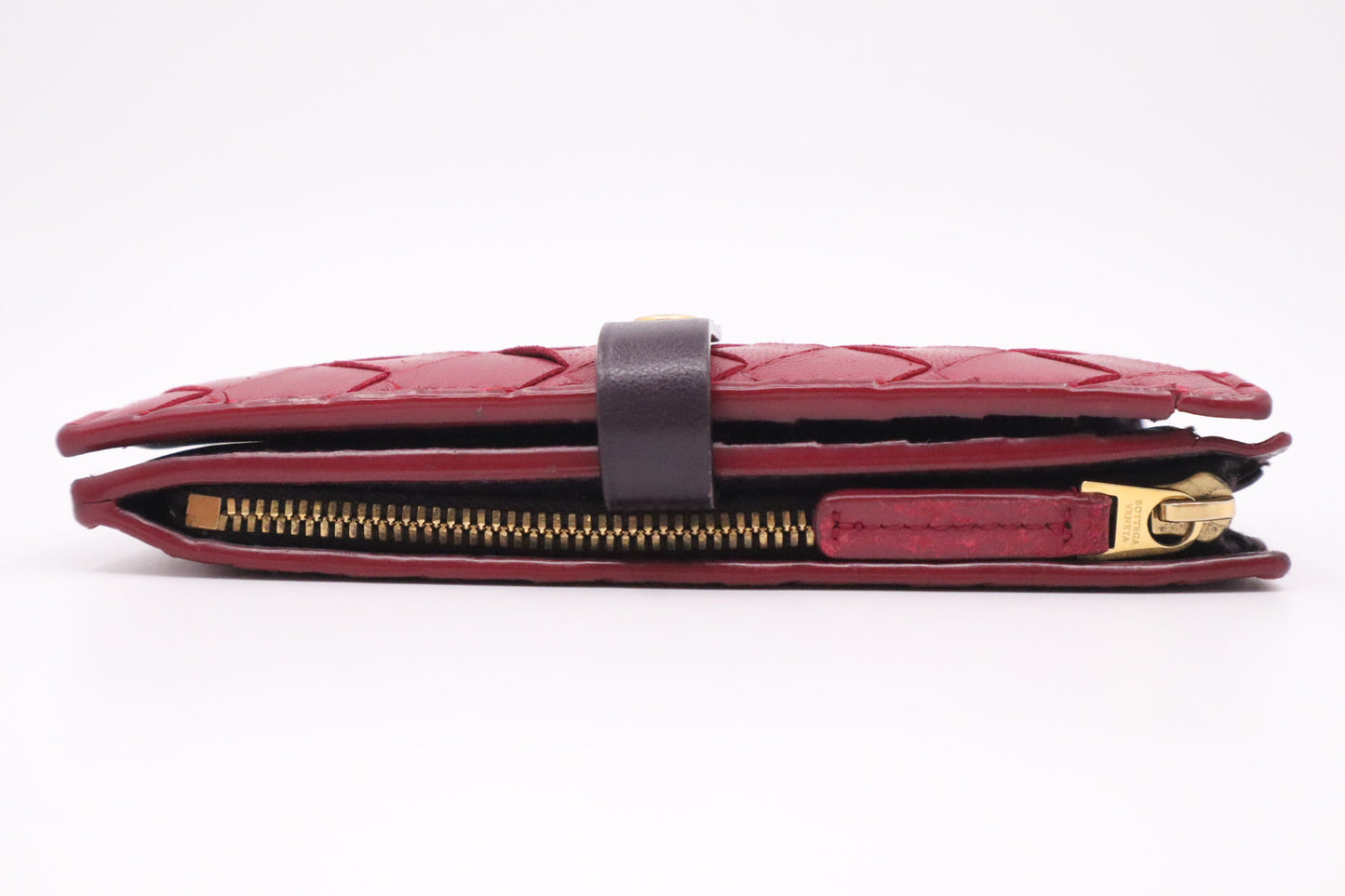 Bottega Veneta Wallet in Burgundy Intrecciato Leather