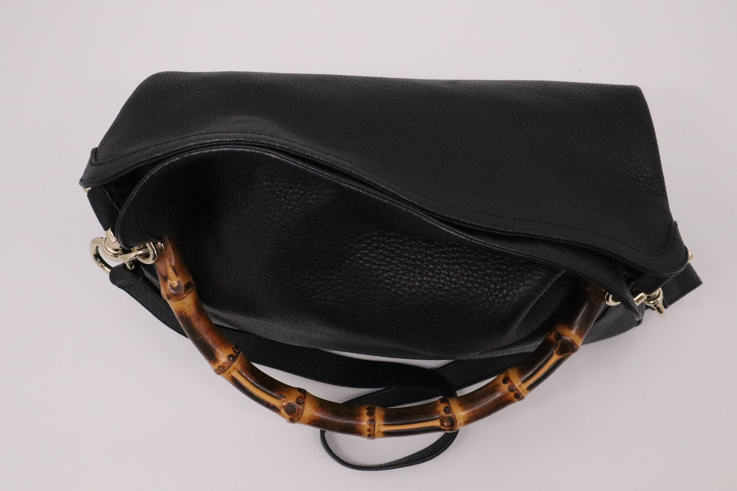 Gucci Bamboo 2-Way Tote in Black Leather