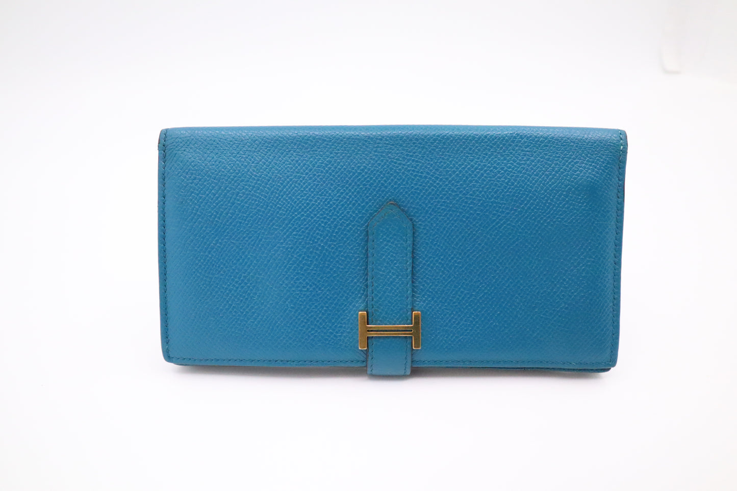 Hermes Bearn Wallet in Blue Leather