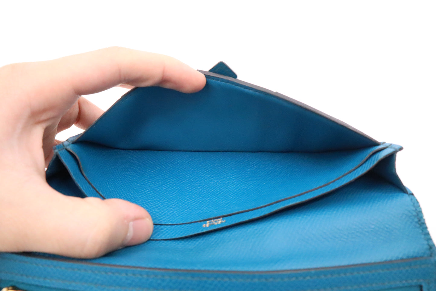 Hermes Bearn Wallet in Blue Leather