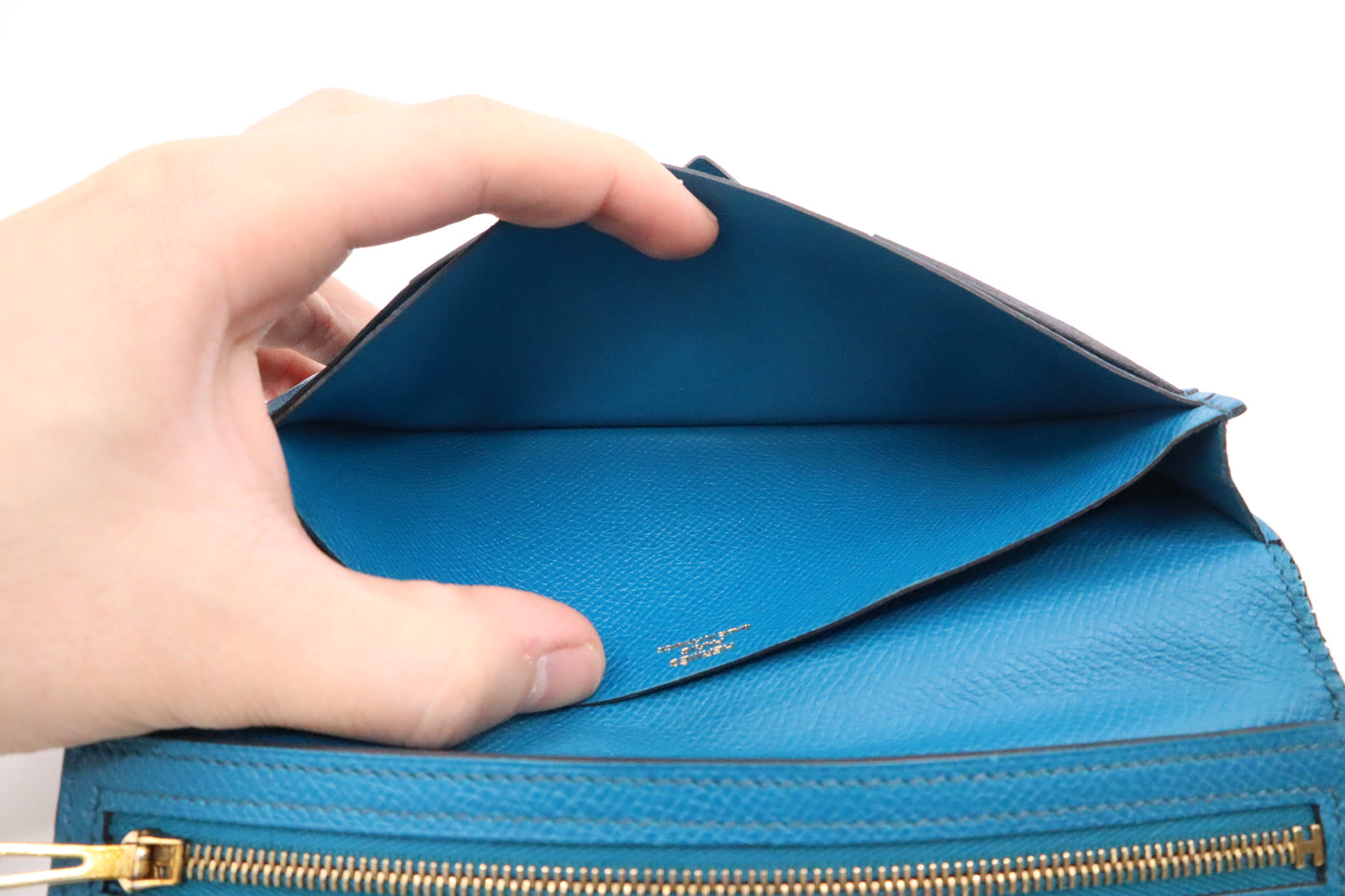 Hermes Bearn Wallet in Blue Leather
